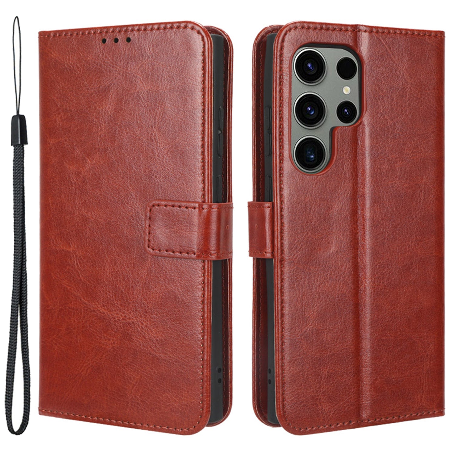 Mobile Phone Case for Samsung Galaxy S23 Ultra Crazy Horse Texture Wallet Stand PU Leather Phone Cover with Strap Mobile Phone Case for Samsung Galaxy S23 Ultra Crazy Horse Texture Wallet Stand PU Leather Phone Cover with Strap